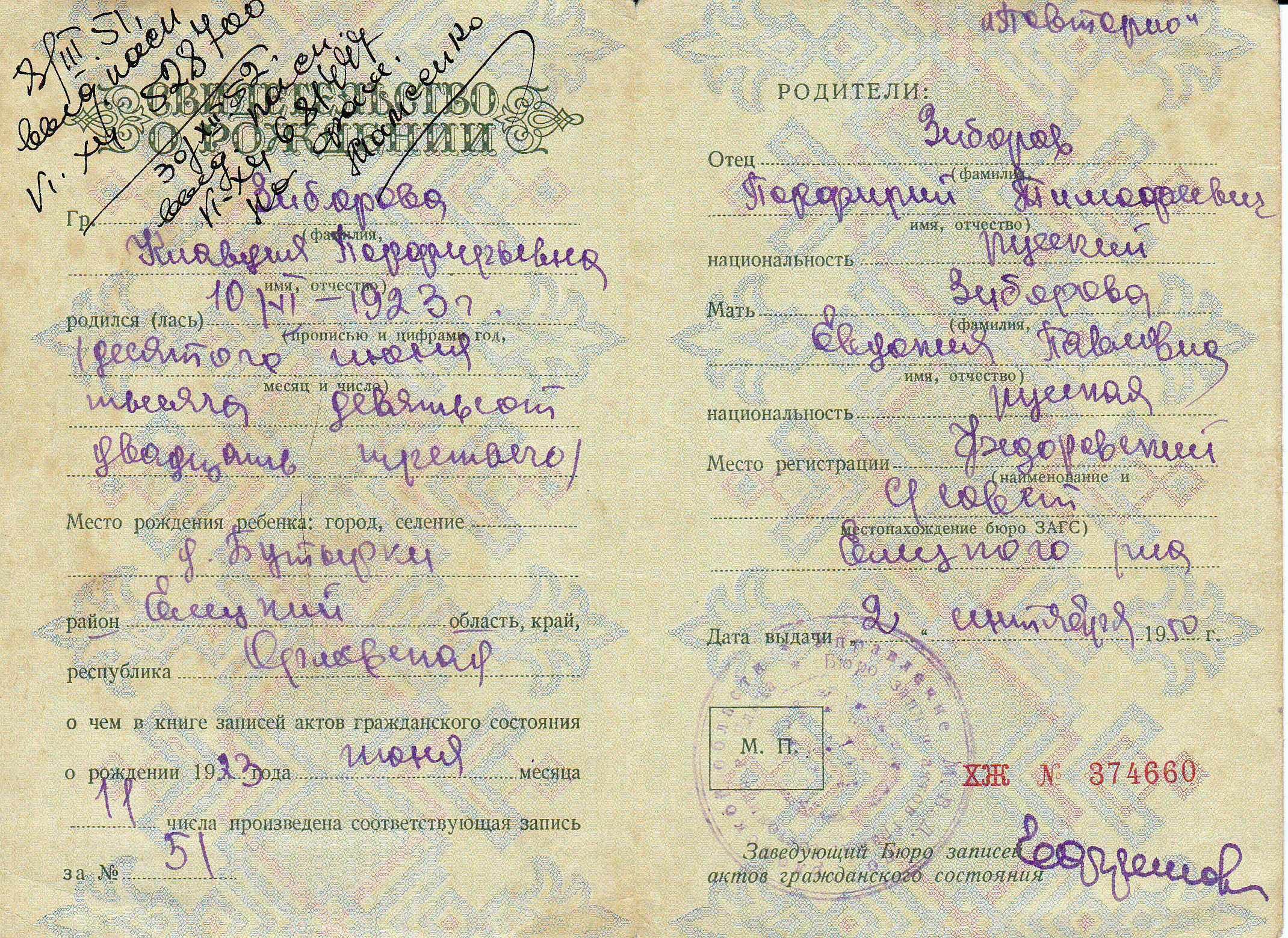 Клавдия Порфирьевна Зиборова
