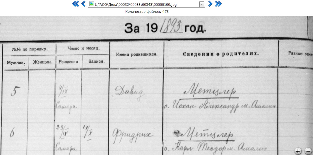 рождение , родители Давид Александрович Метцлер