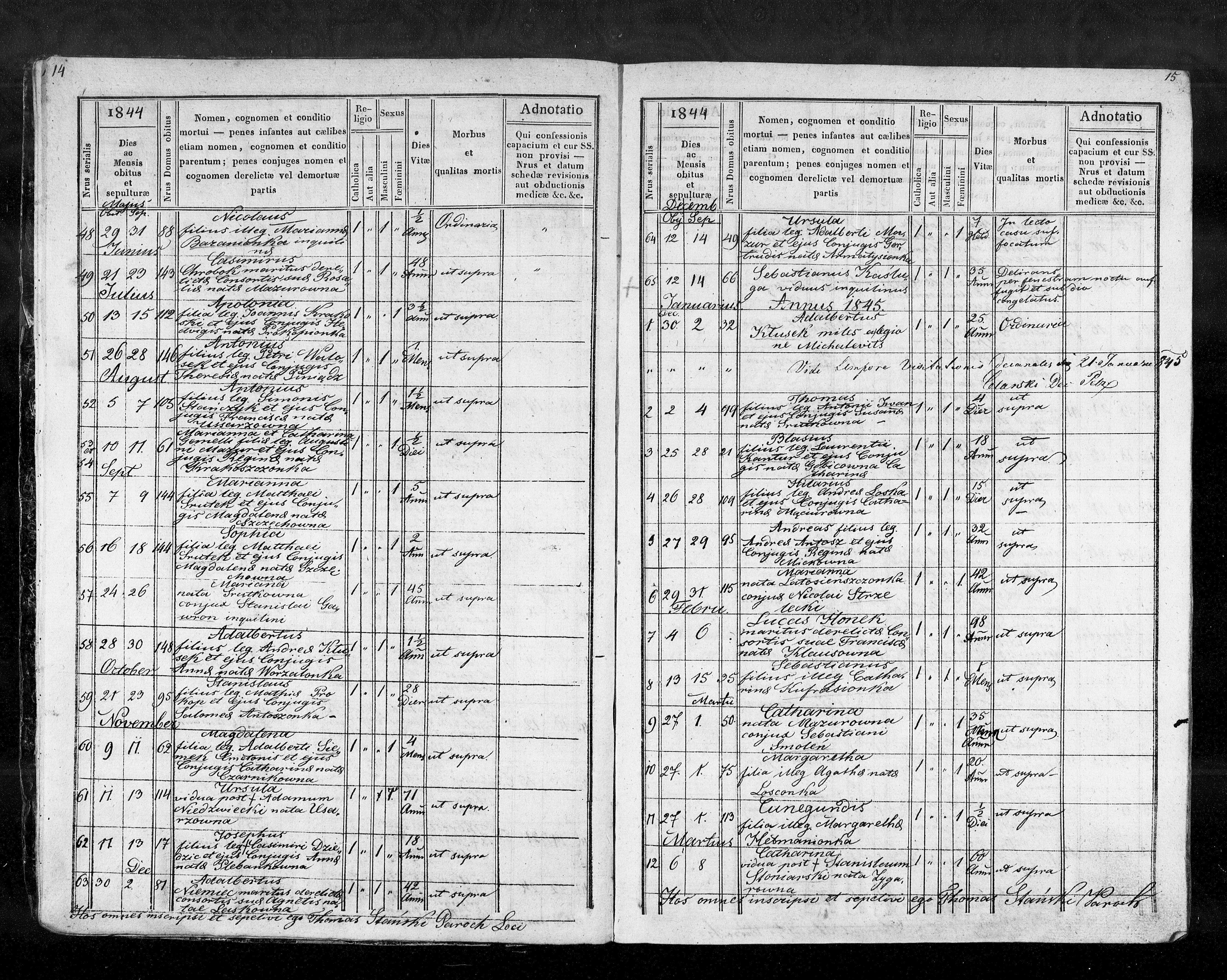 1844 Адальберт Клусек смерть Adalbert Klusek