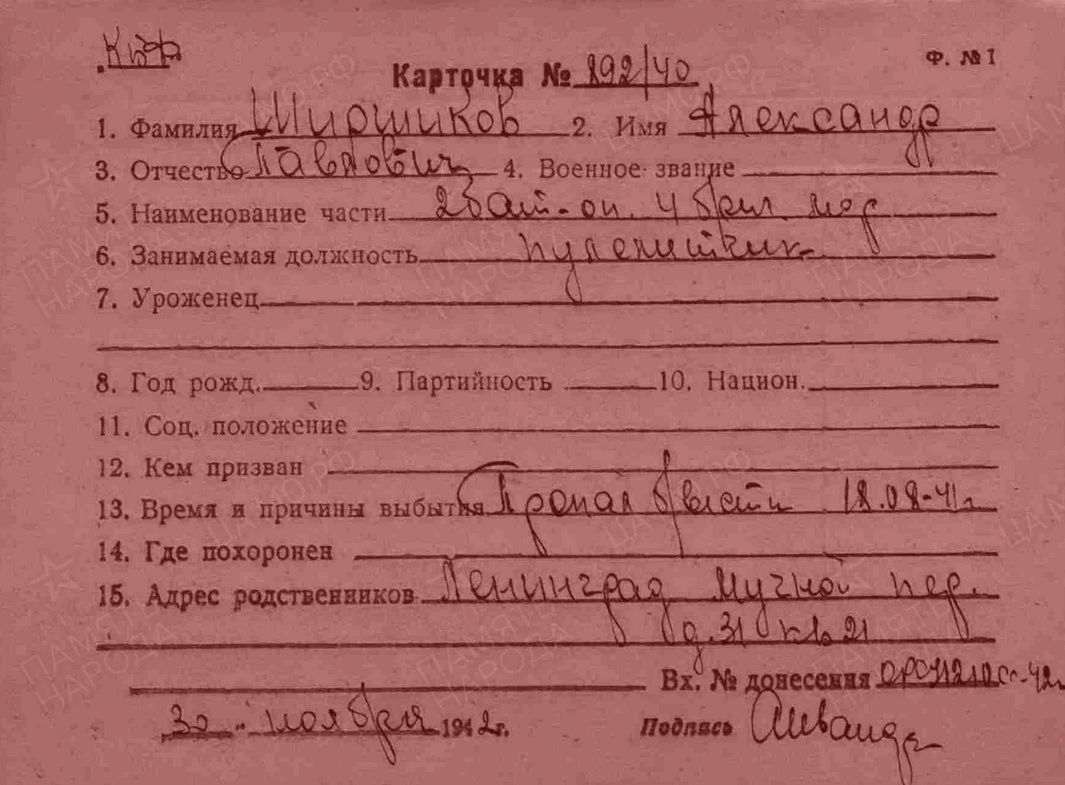 Ширшиков Александр Павлович Память народа Александр Павлович Ширшиков