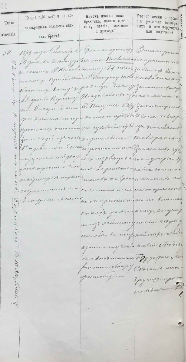Запись о браке 1879 Екатерина Katherina Таляровская Talarowski