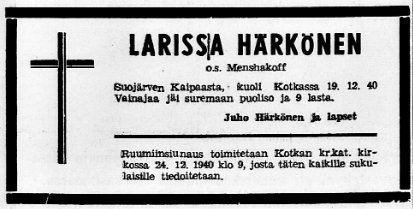 Larissa Menschakoff, Mensakov